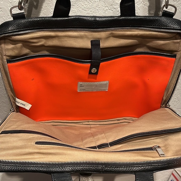 JACK SPADE Pebbled Leather Slim Brief Laptop Bag Work Travel Briefcase - Picture 12 of 14